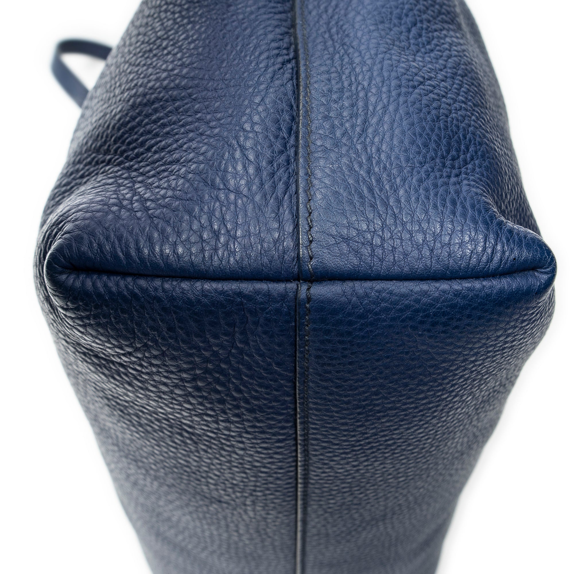 Shoulder Bag Large Shopping Tote Navy Vitello Daino Leather