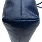 Shoulder Bag Large Shopping Tote Navy Vitello Daino Leather