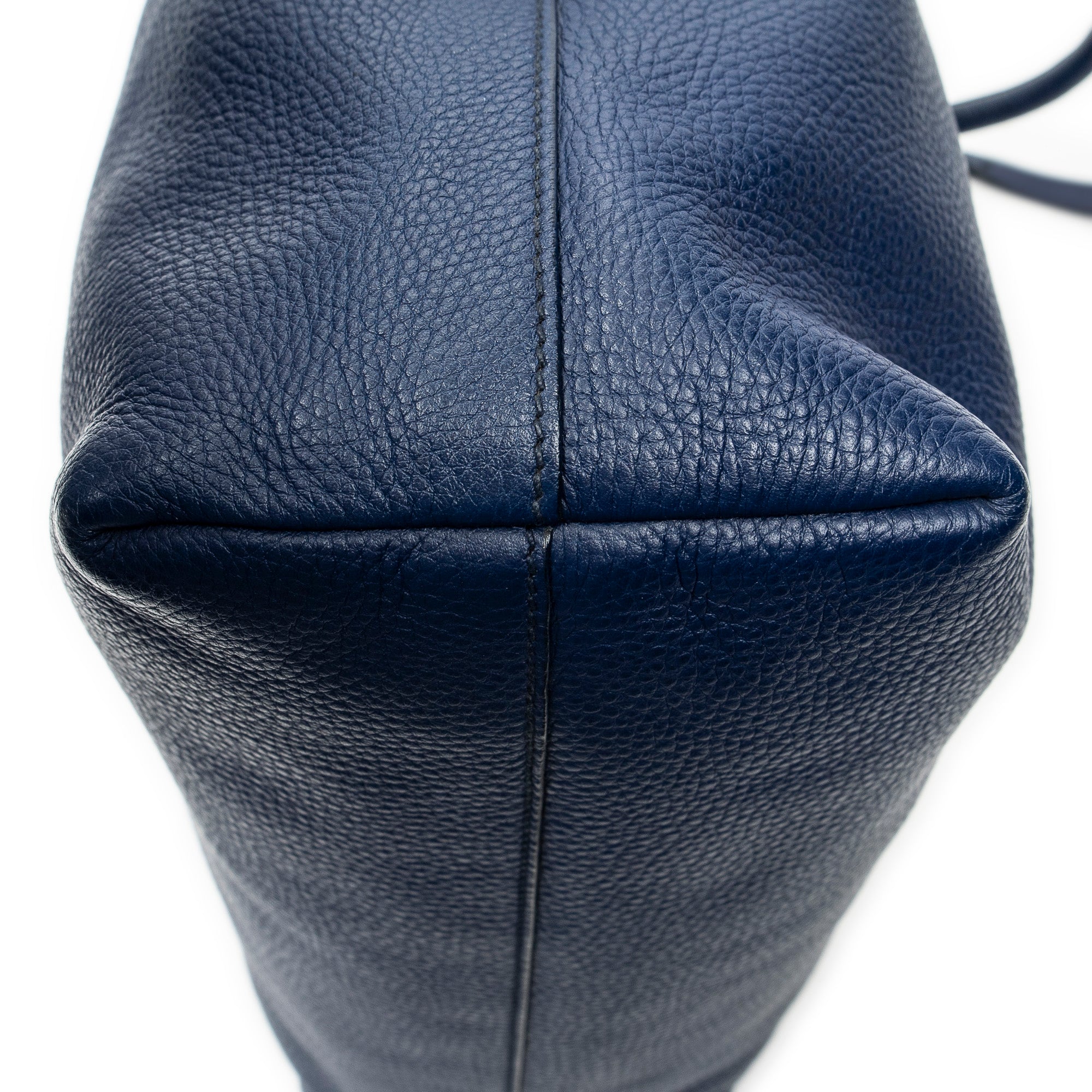 Shoulder Bag Large Shopping Tote Navy Vitello Daino Leather