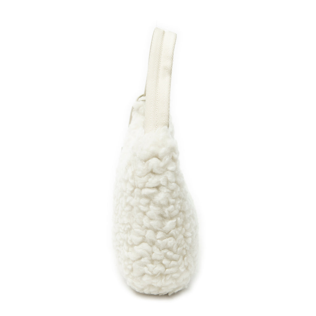 Shoulder Bag Mini Shearling Zip Hobo Ivory Shearling Canvas