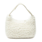 Shoulder Bag Mini Shearling Zip Hobo Ivory Shearling Canvas
