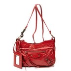 Shoulder Bag Classic Hip Crossbody Red Distressed Leather