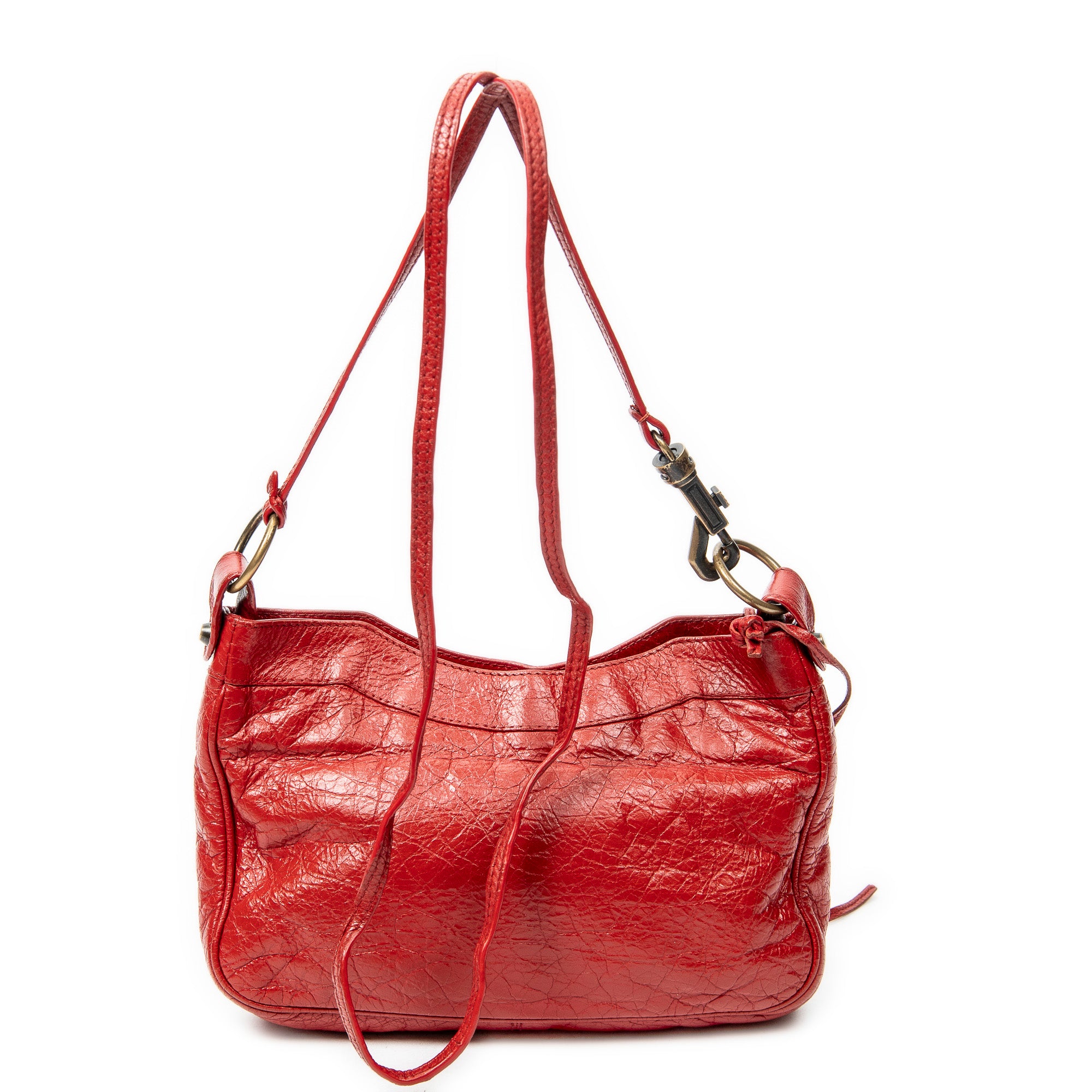 Shoulder Bag Classic Hip Crossbody Red Distressed Leather