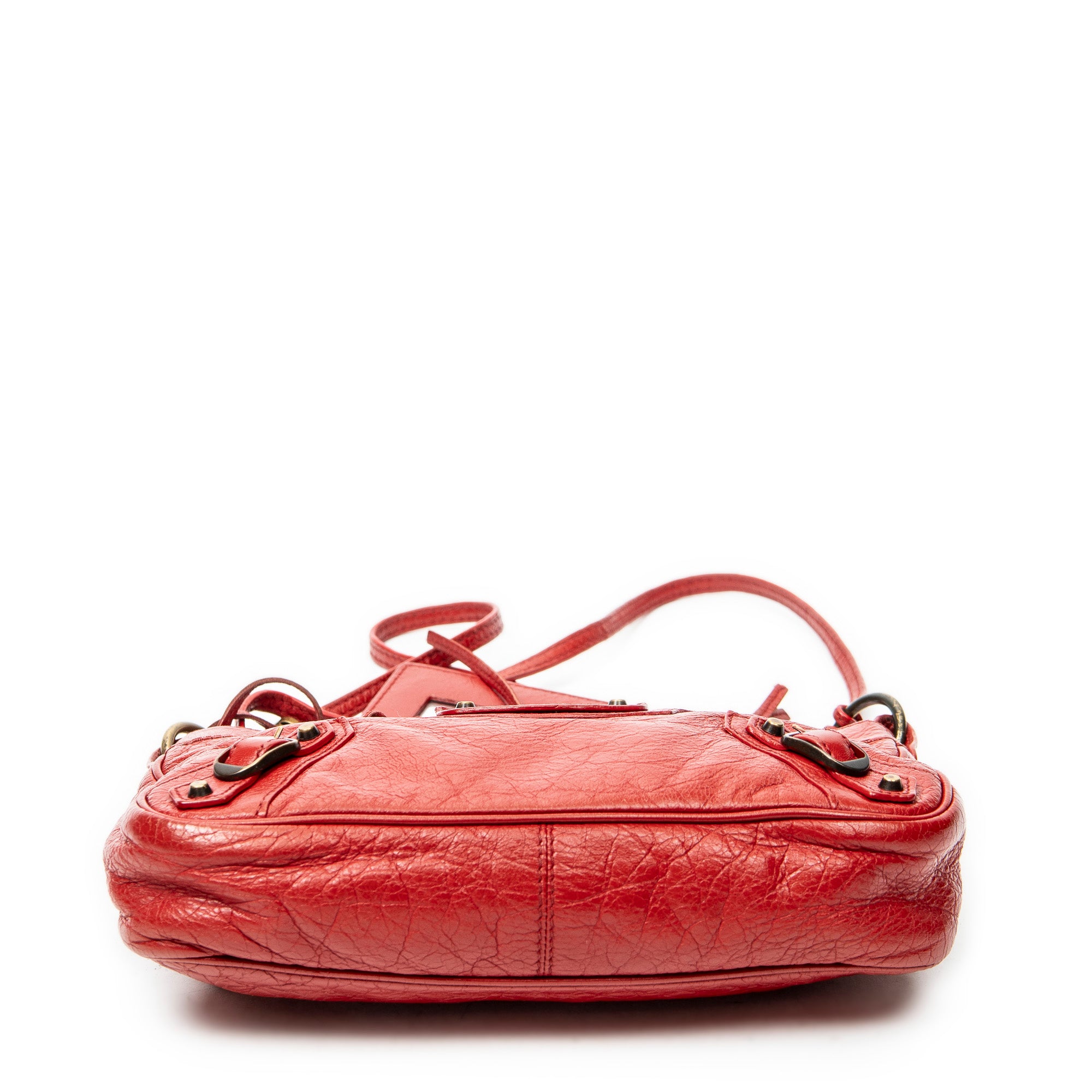 Shoulder Bag Classic Hip Crossbody Red Distressed Leather