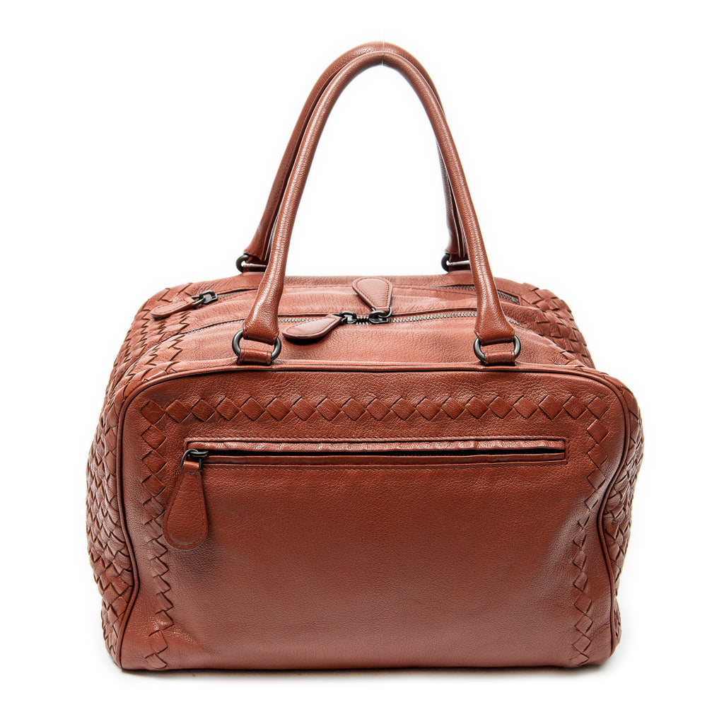 Shoulder Bag Brera Brown Trimmed Intrecciato Leather