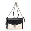 Shoulder Bag Bicolor Envelope Zip Crossbody Black Grained Calfskin Leather