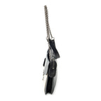 Shoulder Bag Bicolor Envelope Zip Crossbody Black Grained Calfskin Leather
