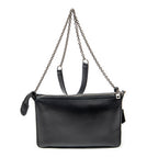 Shoulder Bag Bicolor Envelope Zip Crossbody Black Grained Calfskin Leather