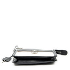 Shoulder Bag Bicolor Envelope Zip Crossbody Black Grained Calfskin Leather