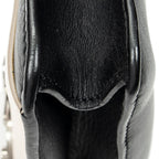 Shoulder Bag Bicolor Envelope Zip Crossbody Black Grained Calfskin Leather