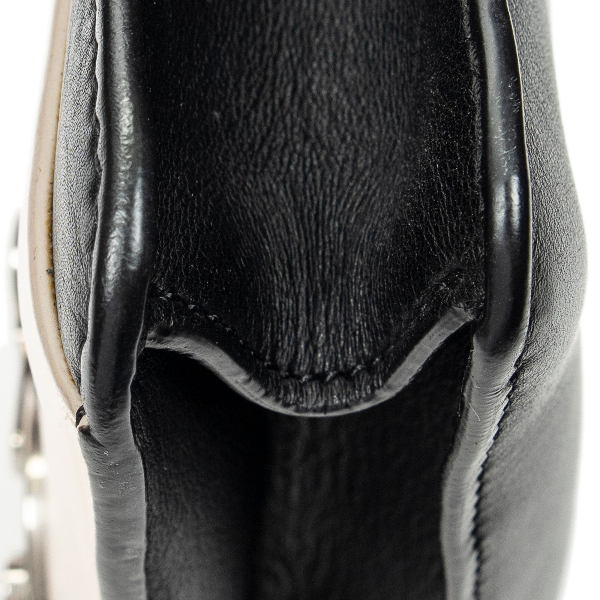 Shoulder Bag Bicolor Envelope Zip Crossbody Black Grained Calfskin Leather