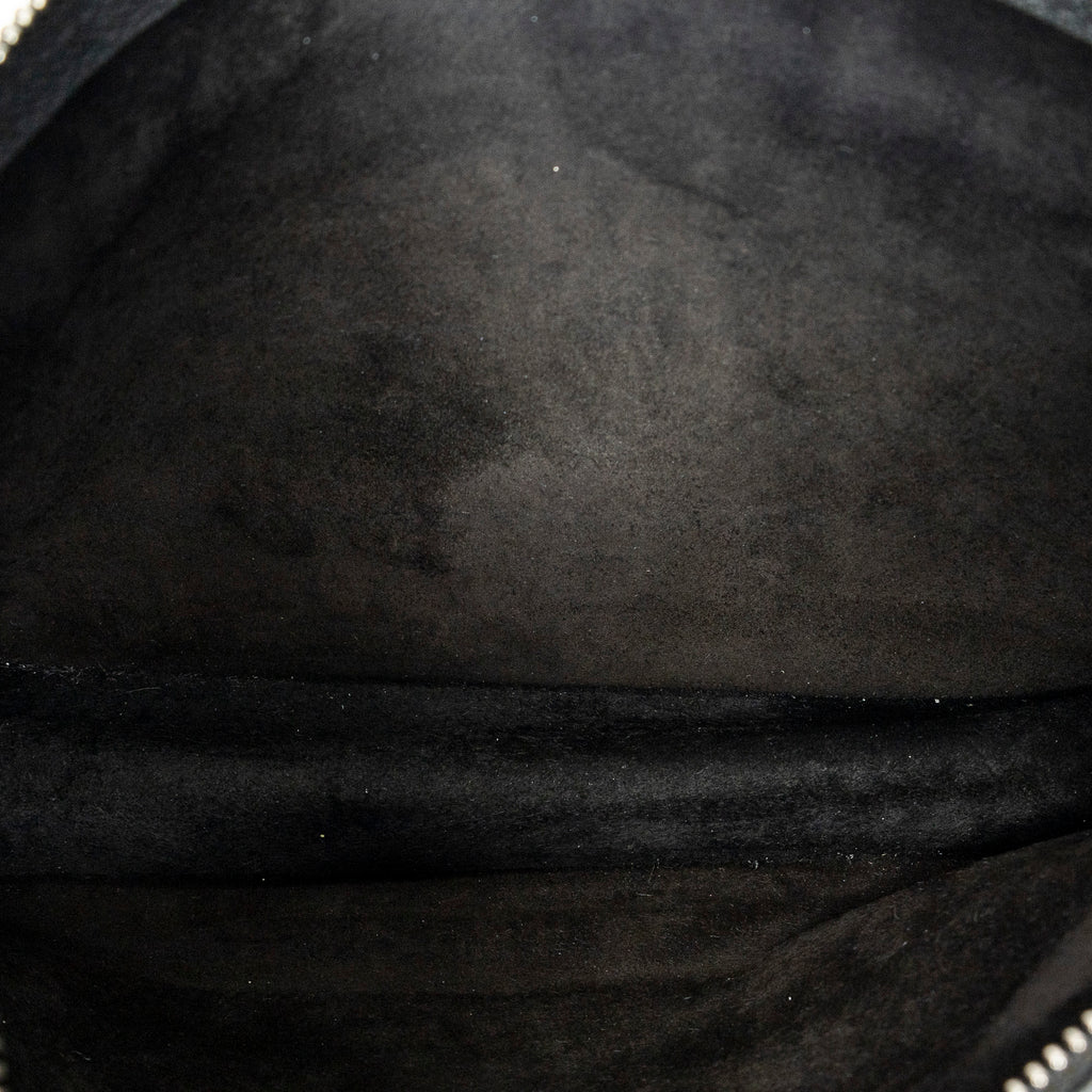Shoulder Bag Bicolor Envelope Zip Crossbody Black Grained Calfskin Leather