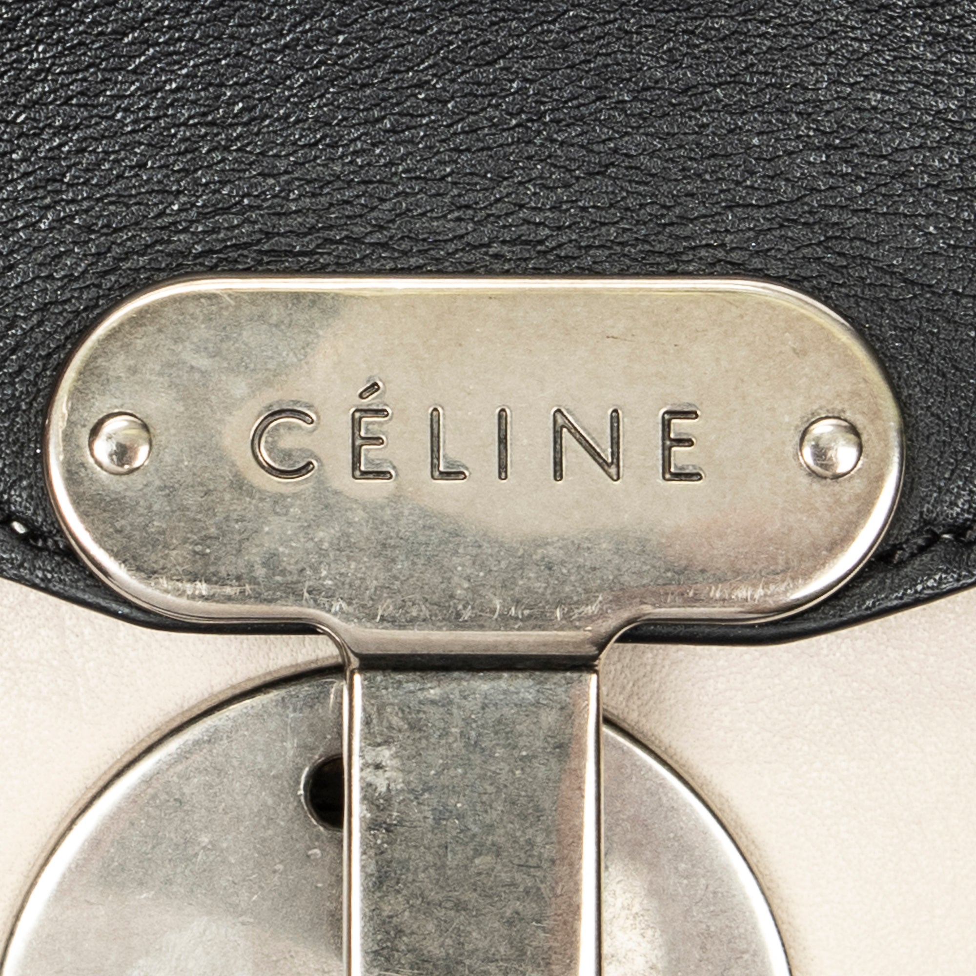 Shoulder Bag Bicolor Envelope Zip Crossbody Black Grained Calfskin Leather