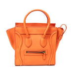 Shoulder Bag Micro Luggage Orange Grained Leather