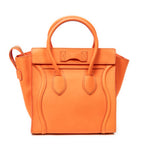 Shoulder Bag Micro Luggage Orange Grained Leather