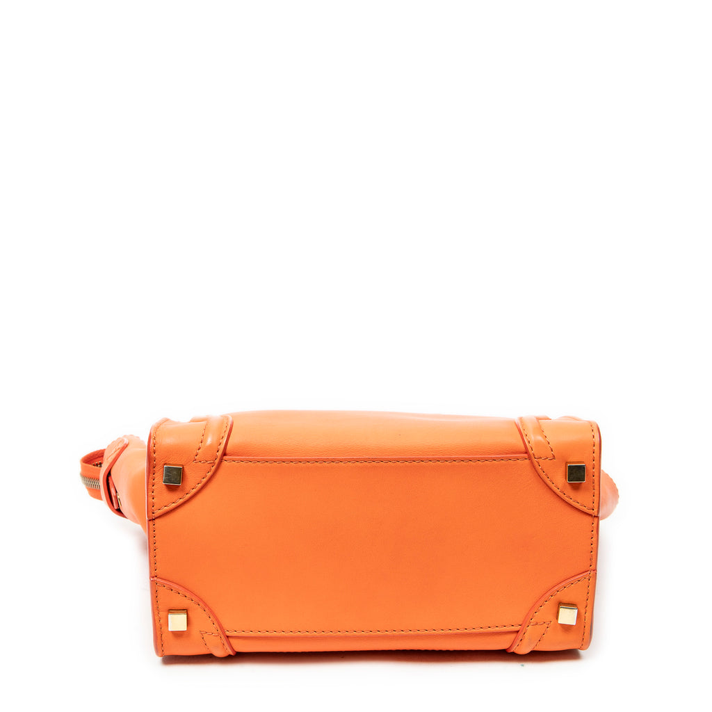 Shoulder Bag Micro Luggage Orange Grained Leather