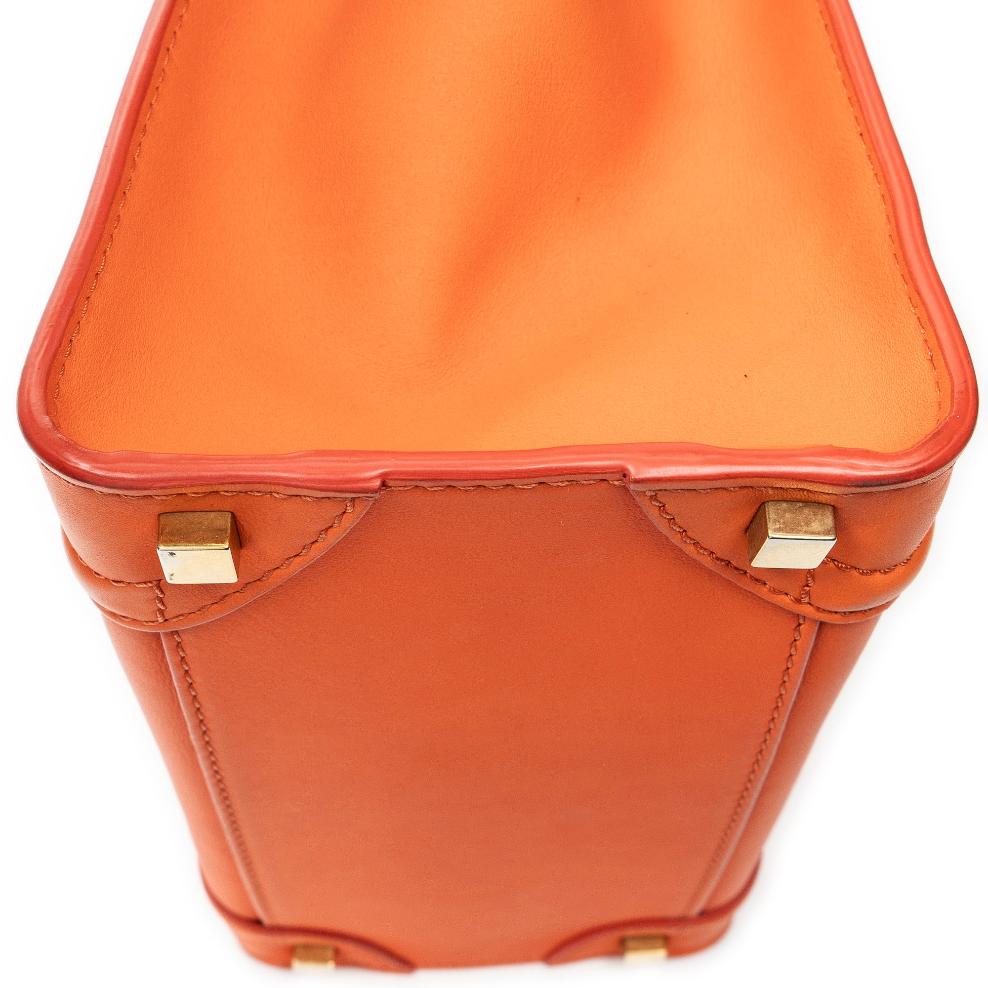 Shoulder Bag Micro Luggage Orange Grained Leather
