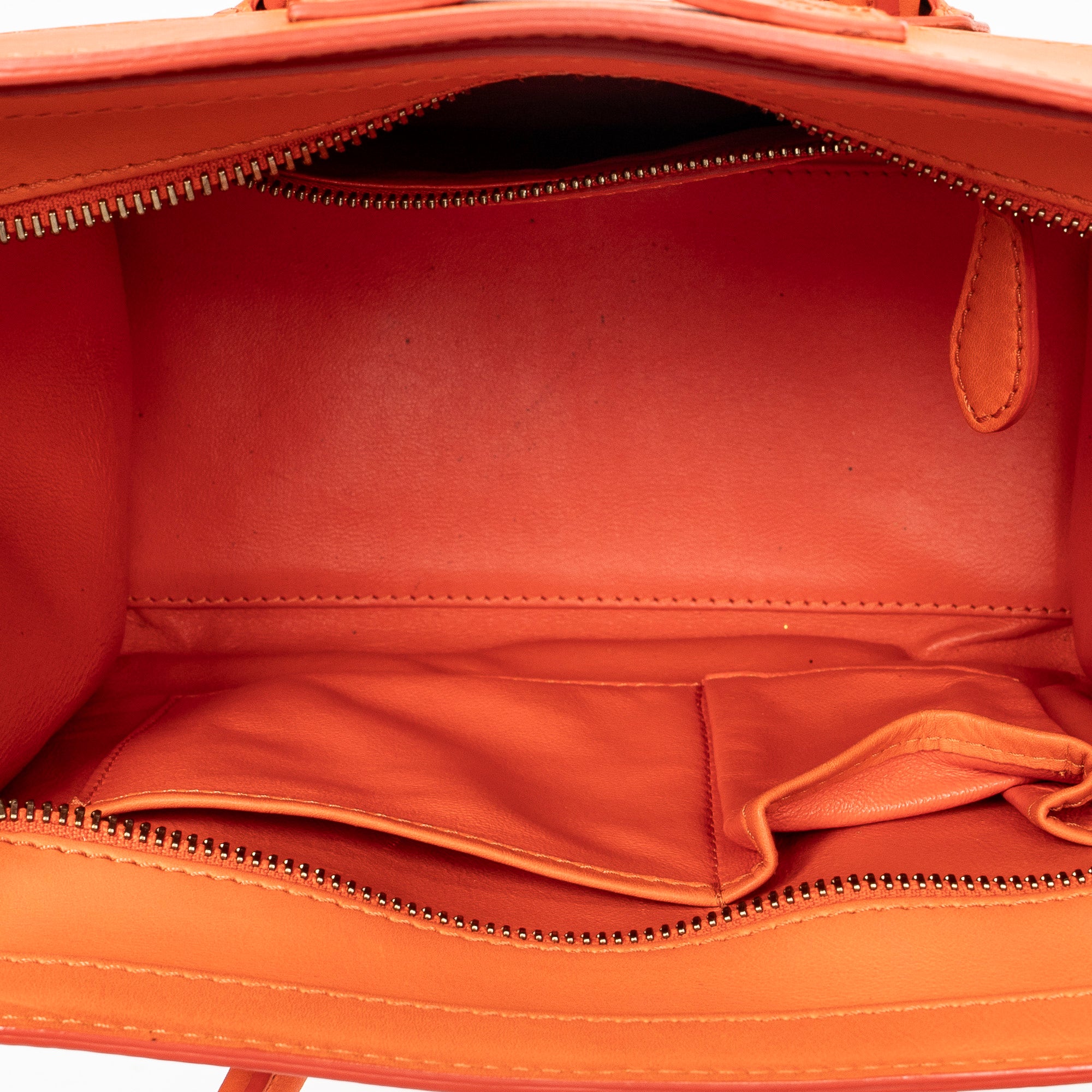 Shoulder Bag Micro Luggage Orange Grained Leather