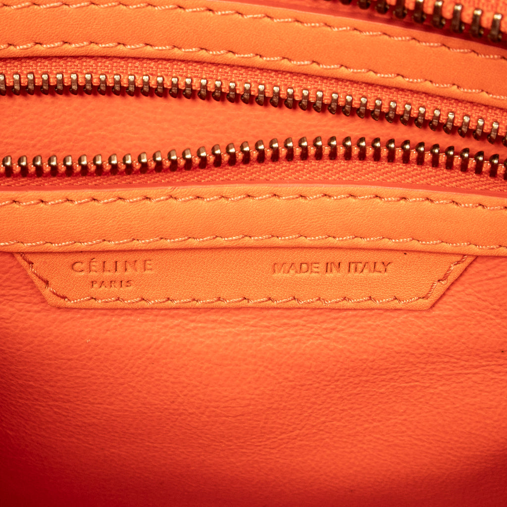 Shoulder Bag Micro Luggage Orange Grained Leather