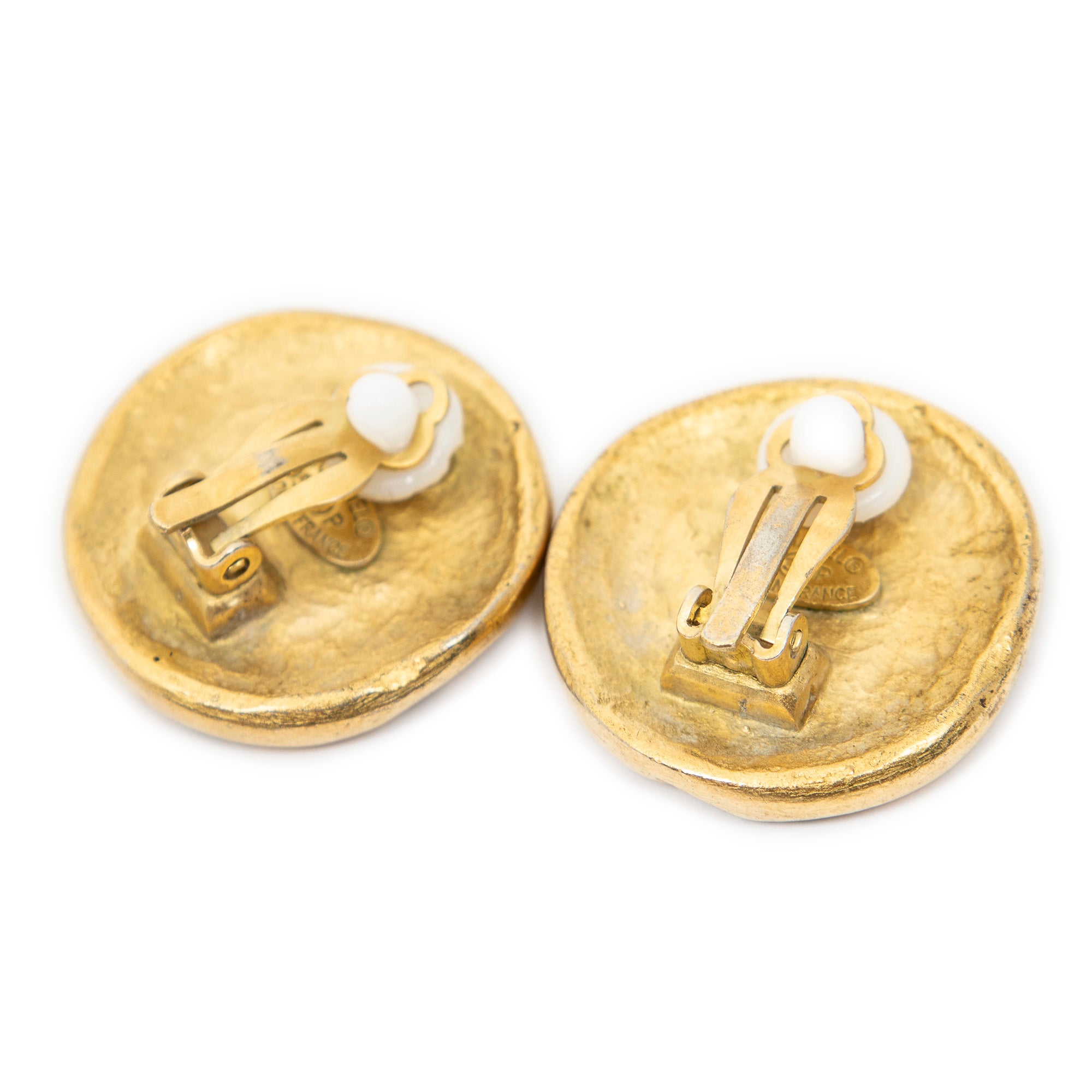 Earrings CC Round Clip On Earrings Gold Gold Plated