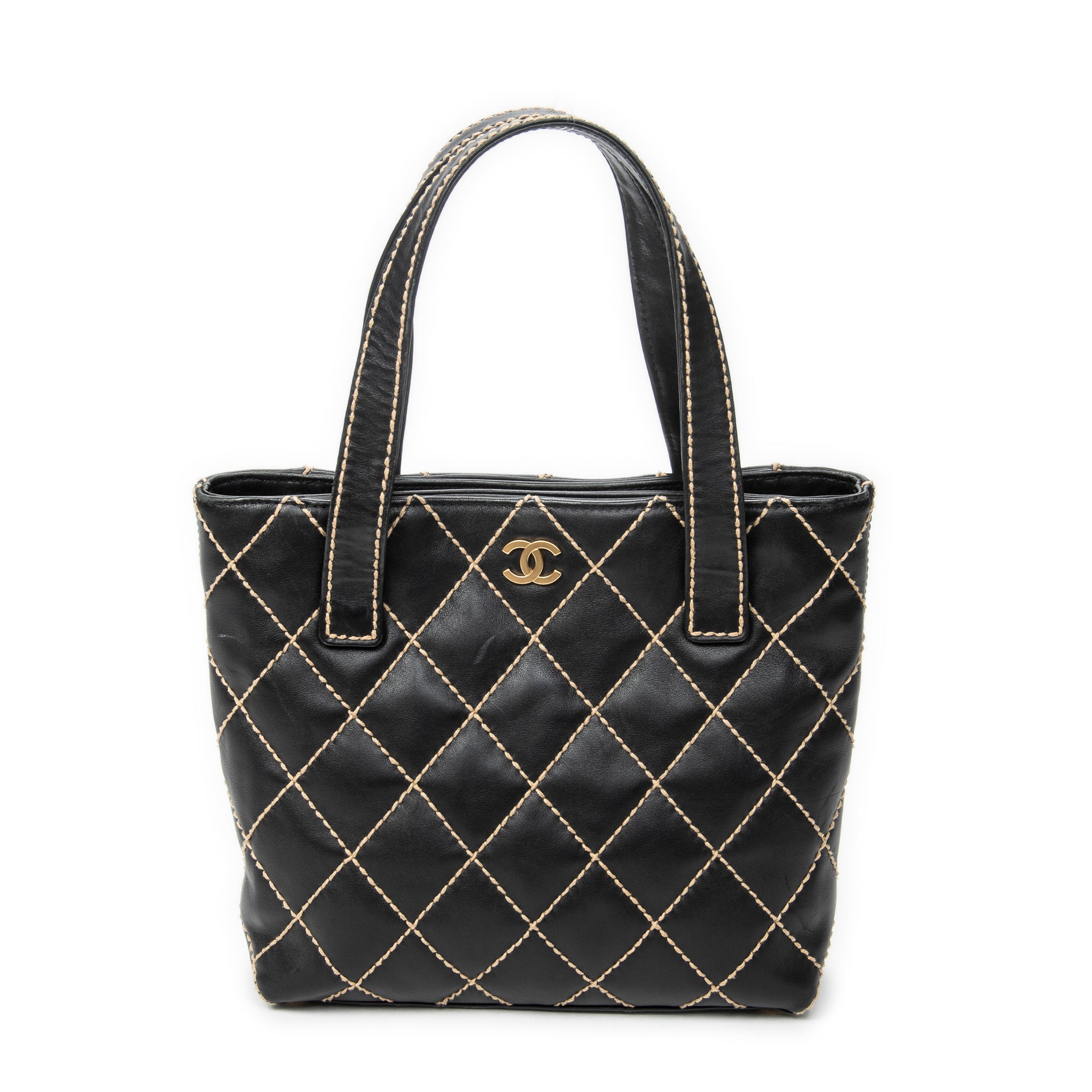 Shoulder Bag CC Wild Stitch Square Tote Black Wild Stitch Lambskin Leather