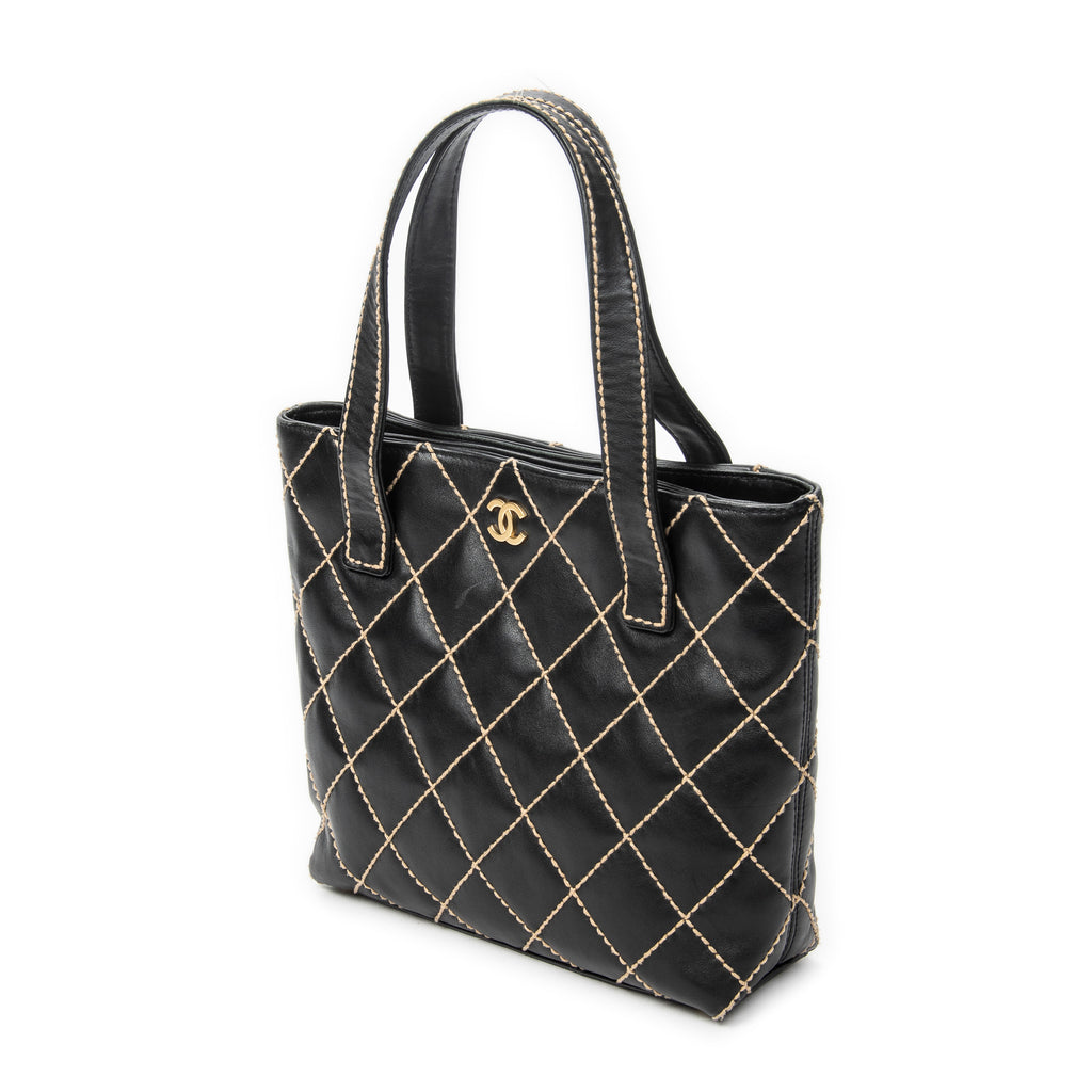 Shoulder Bag CC Wild Stitch Square Tote Black Wild Stitch Lambskin Leather