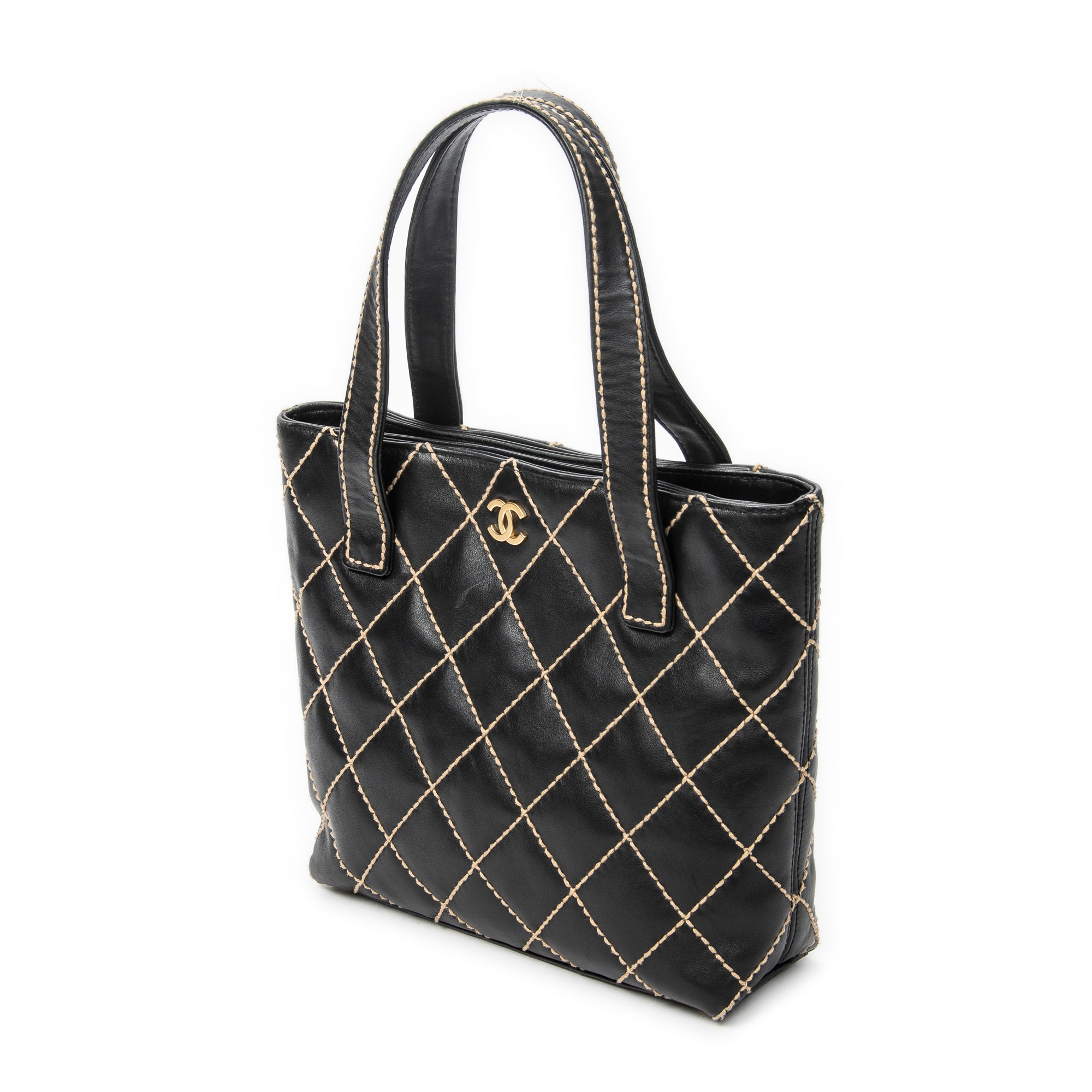 Shoulder Bag CC Wild Stitch Square Tote Black Wild Stitch Lambskin Leather