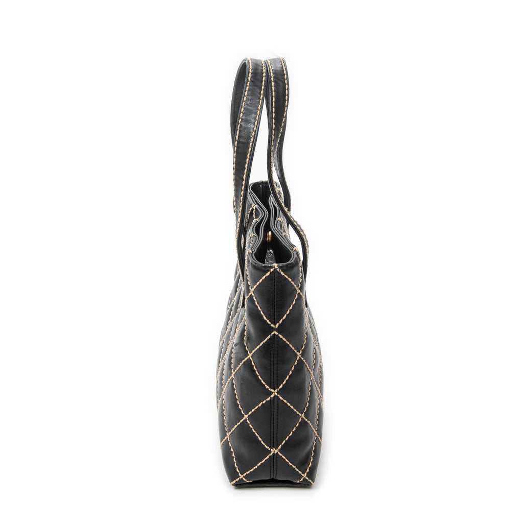Shoulder Bag CC Wild Stitch Square Tote Black Wild Stitch Lambskin Leather