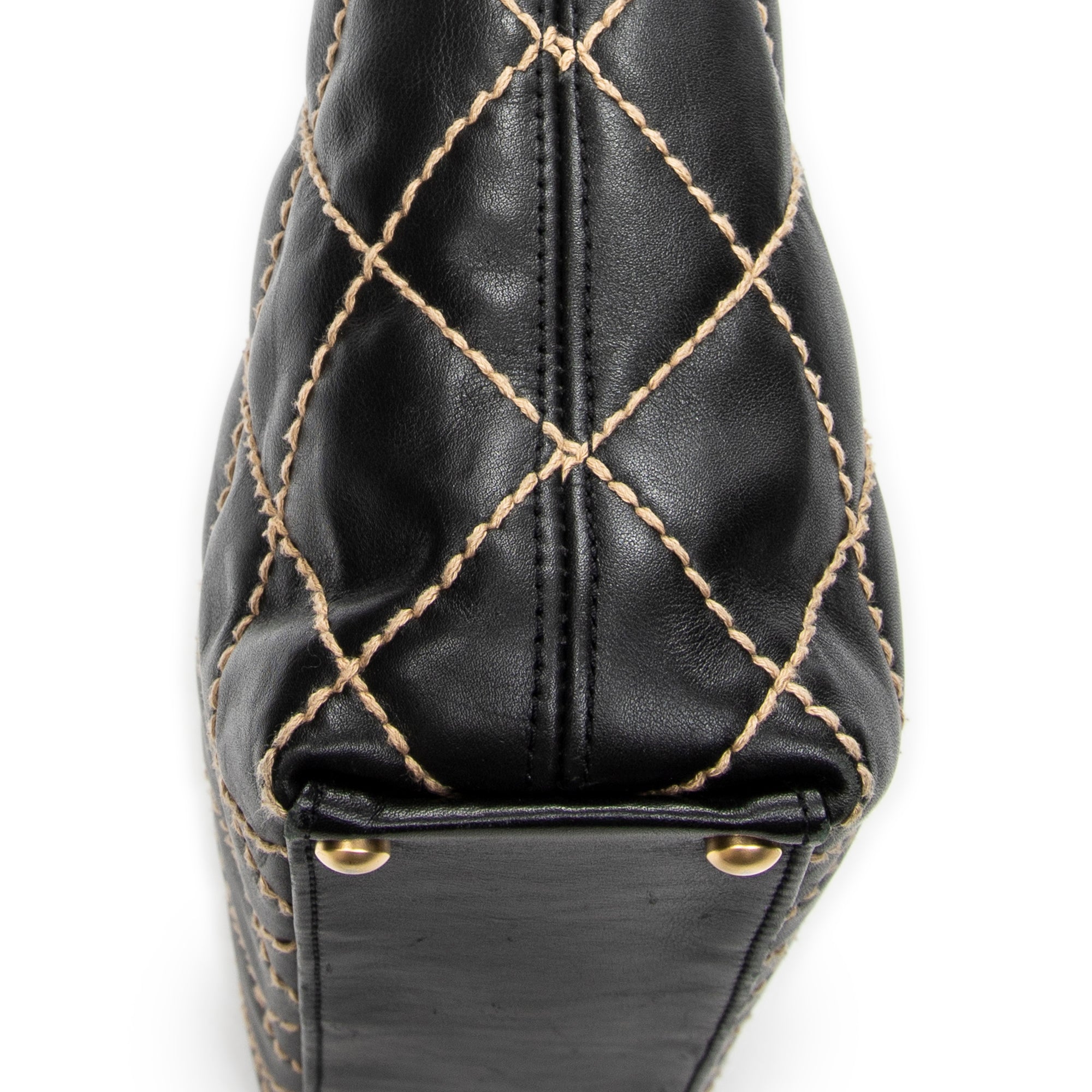 Shoulder Bag CC Wild Stitch Square Tote Black Wild Stitch Lambskin Leather