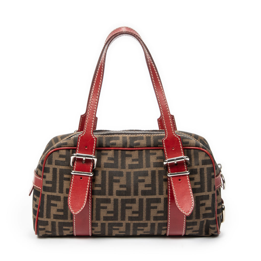 Shoulder Bag Small Belted Boston Brown Zucca Canvas