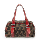 Shoulder Bag Small Belted Boston Brown Zucca Canvas