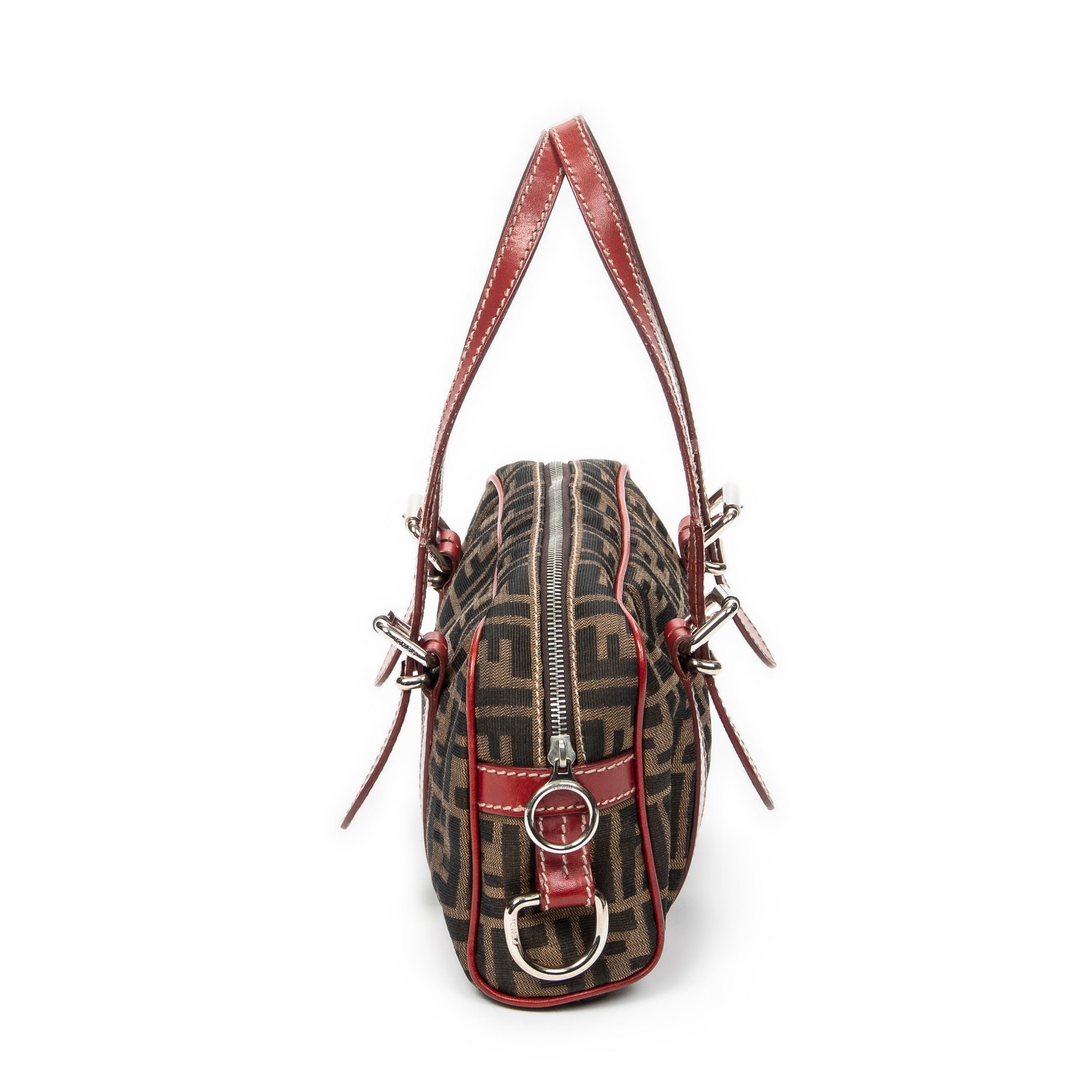 Shoulder Bag Small Belted Boston Brown Zucca Canvas
