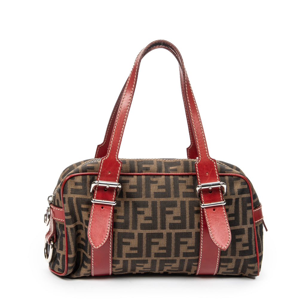 Shoulder Bag Small Belted Boston Brown Zucca Canvas