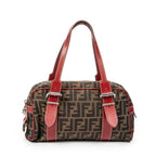 Shoulder Bag Small Belted Boston Brown Zucca Canvas