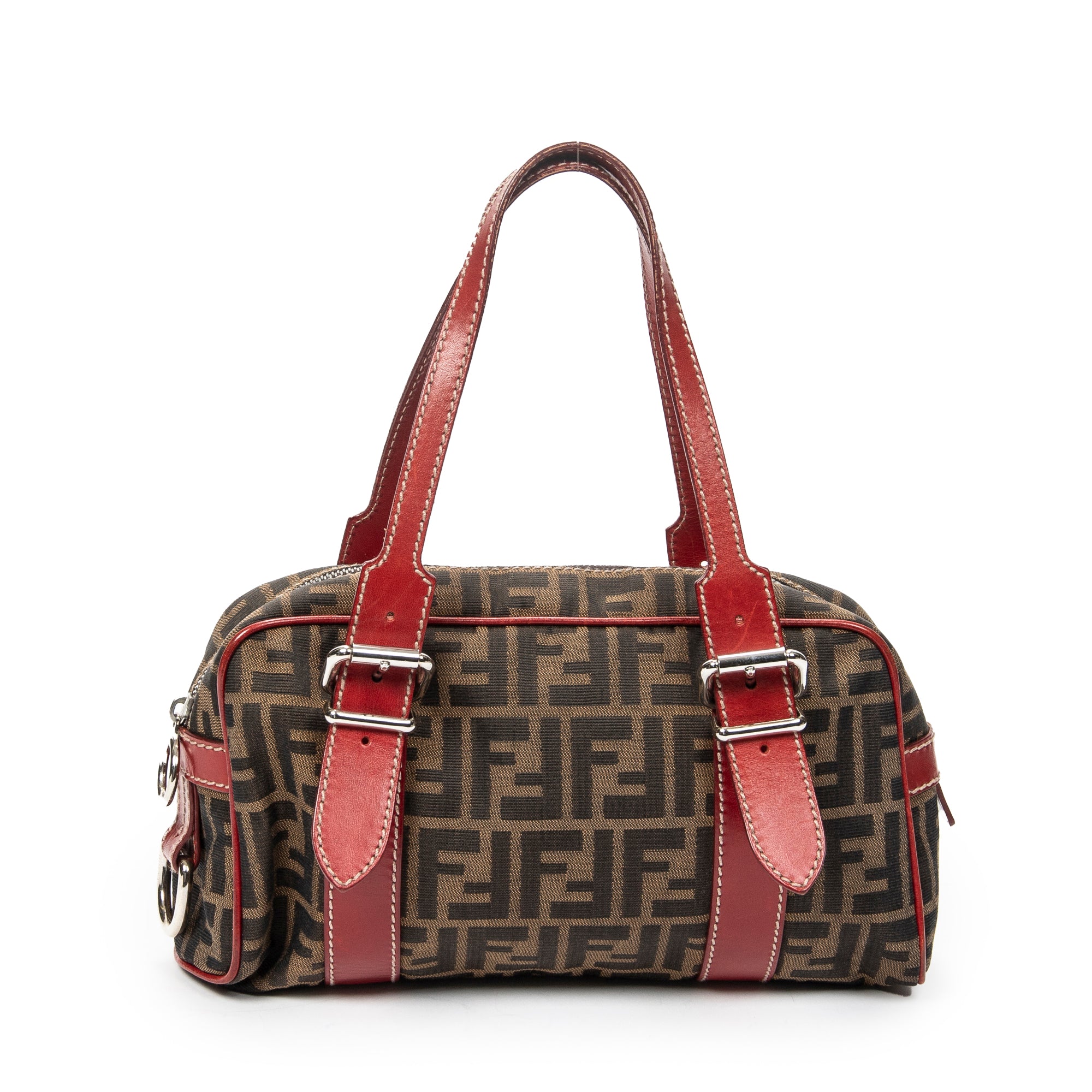 Shoulder Bag Small Belted Boston Brown Zucca Canvas