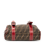 Shoulder Bag Small Belted Boston Brown Zucca Canvas