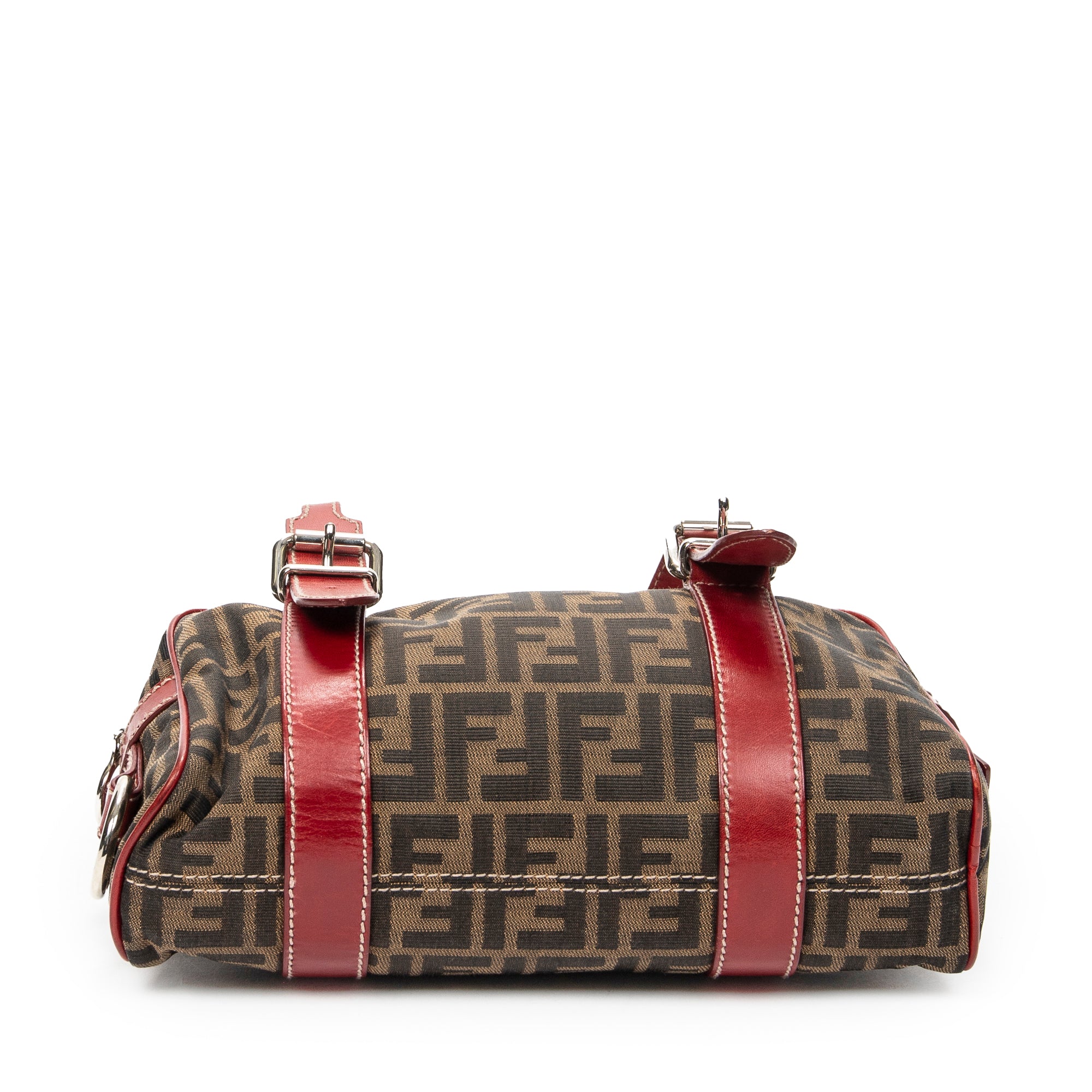 Shoulder Bag Small Belted Boston Brown Zucca Canvas