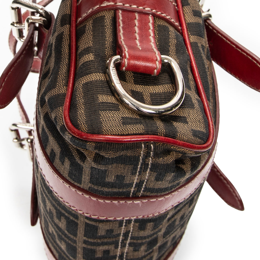 Shoulder Bag Small Belted Boston Brown Zucca Canvas