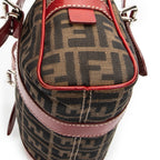 Shoulder Bag Small Belted Boston Brown Zucca Canvas