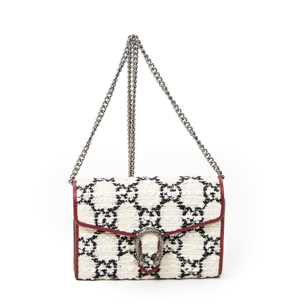 Shoulder Bag Dionysus Chain Wallet Ivory GG Tweed Canvas