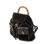 Backpack Large Bamboo Backpack Black Suede Leather