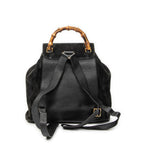 Backpack Large Bamboo Backpack Black Suede Leather