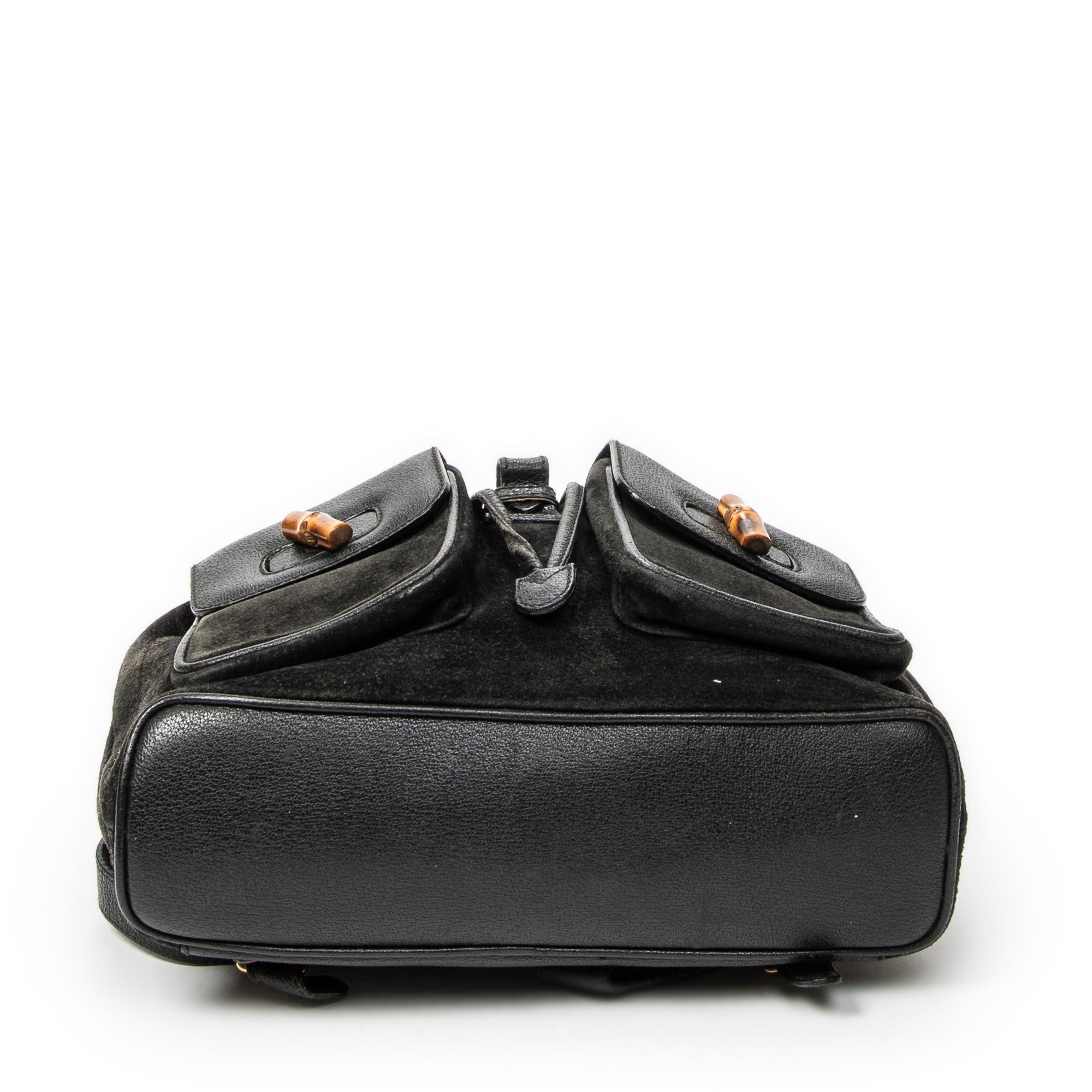 Backpack Large Bamboo Backpack Black Suede Leather