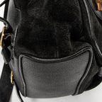 Backpack Large Bamboo Backpack Black Suede Leather