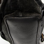 Backpack Large Bamboo Backpack Black Suede Leather