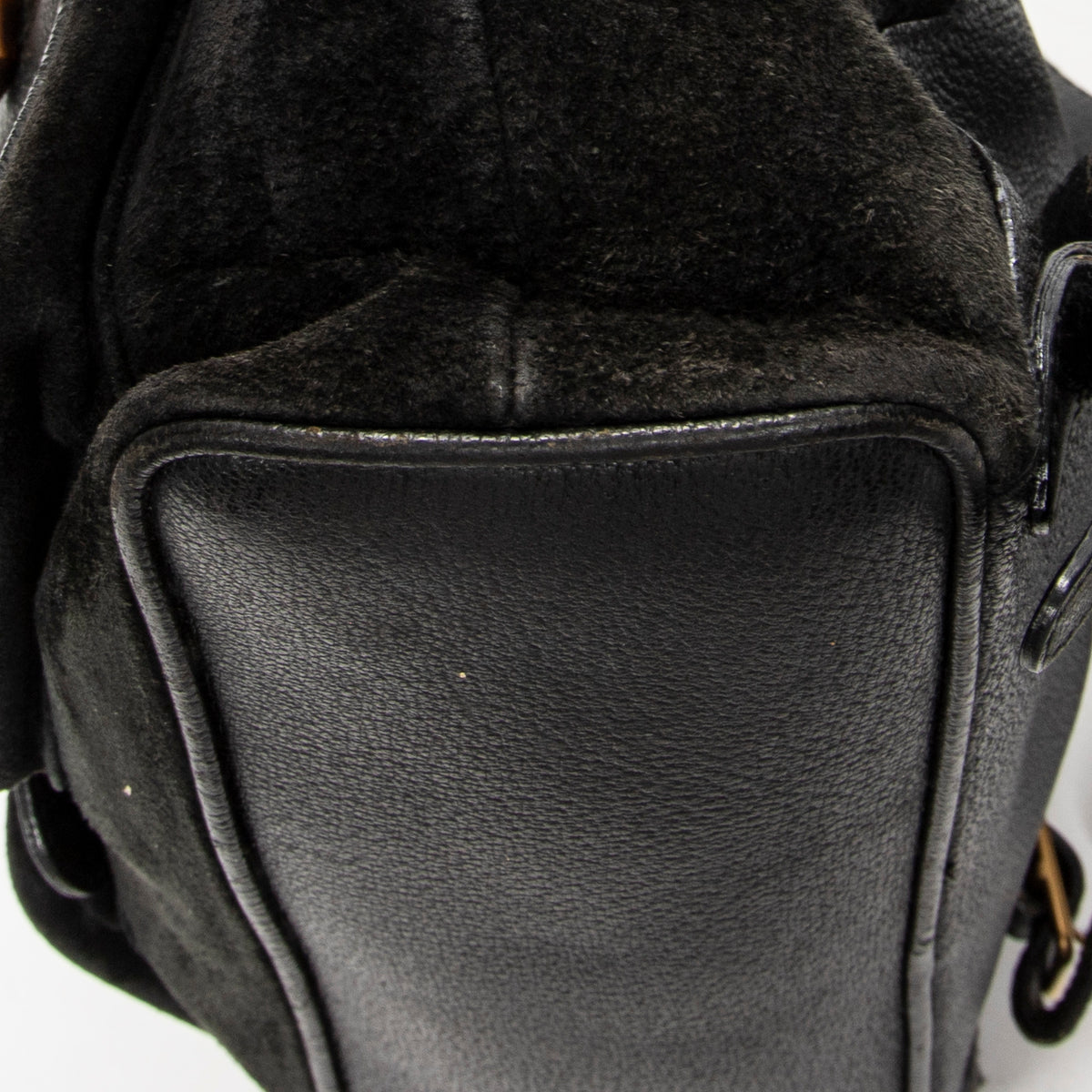 Backpack Large Bamboo Backpack Black Suede Leather