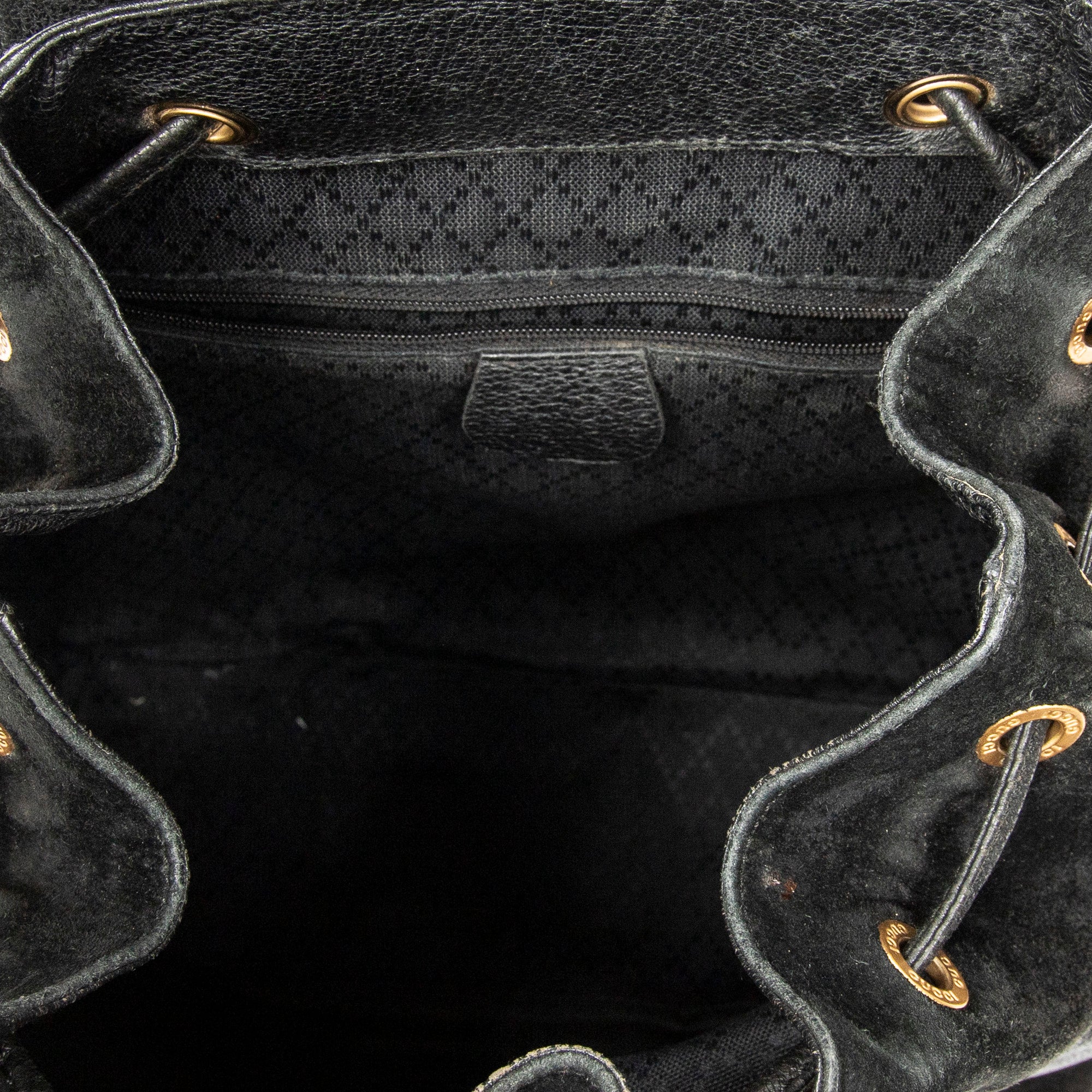 Backpack Large Bamboo Backpack Black Suede Leather