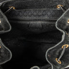Backpack Large Bamboo Backpack Black Suede Leather