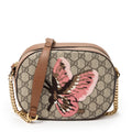 Shoulder Bag Mini Chain Crossbody Beige Embroidered Supreme Coated Canvas