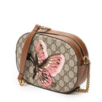Shoulder Bag Mini Chain Crossbody Beige Embroidered Supreme Coated Canvas